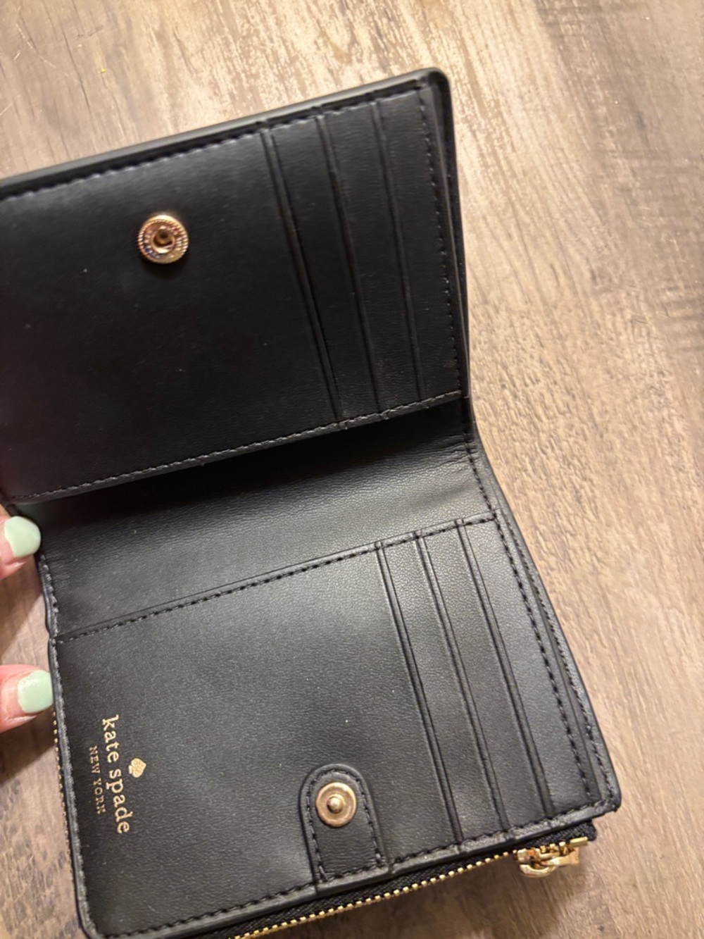 kate spade Black Saffiano Leather Zip Wallet with Gold Hardware - Picture 2 of 8